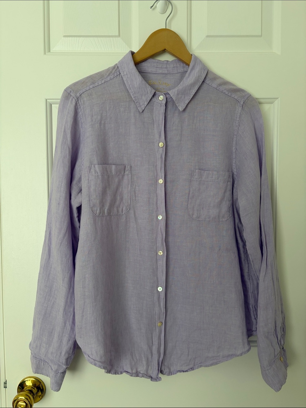 Lilly Pulitzer Light Lavender Linen Button-Up Shirt